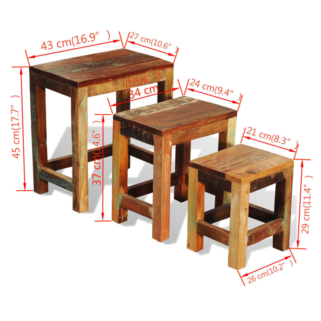 Articoli per tavolini impilabili in legno anticato stile for Tavolini in legno