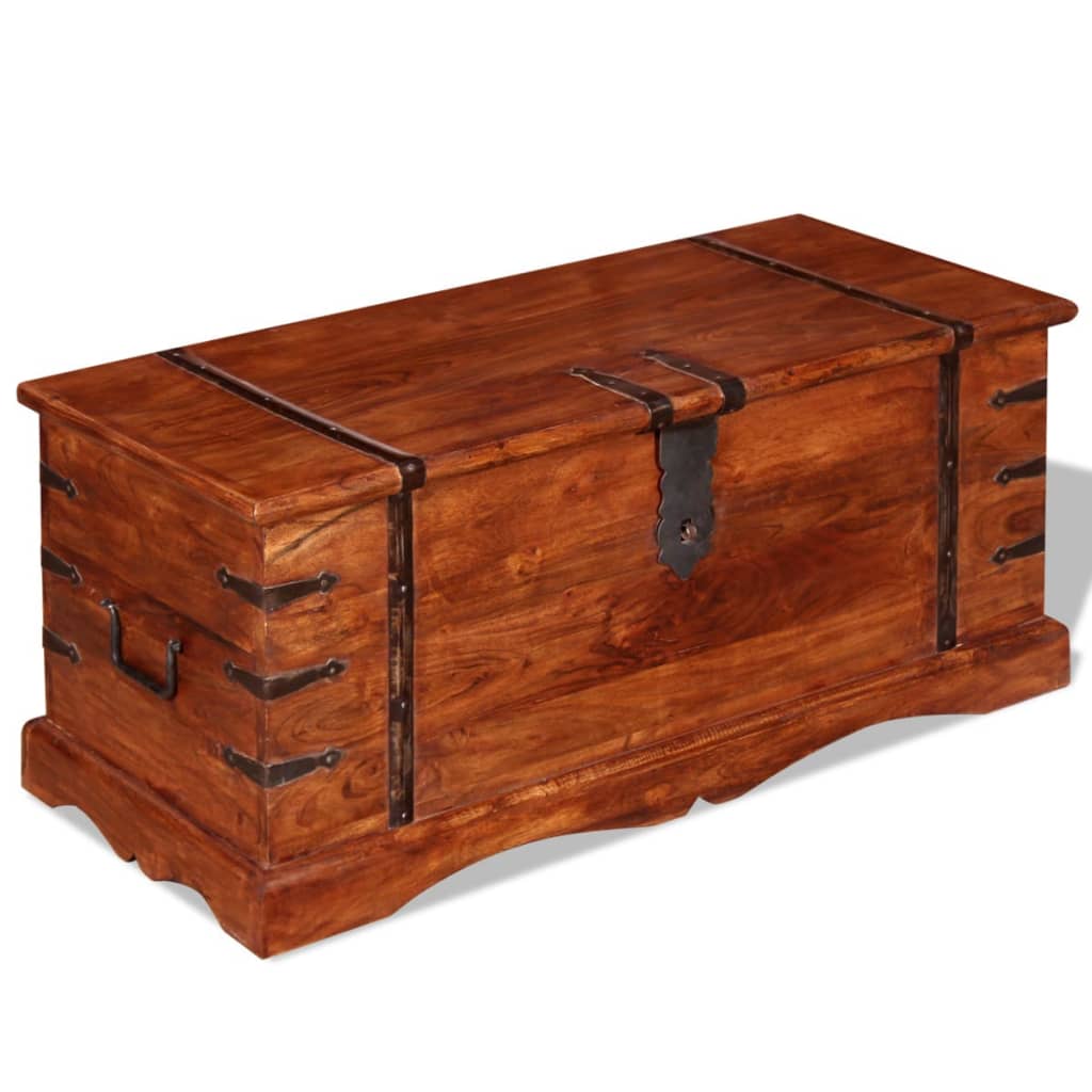 Brown Solid Wood Storage Chest Trunk Box Antique Style ...